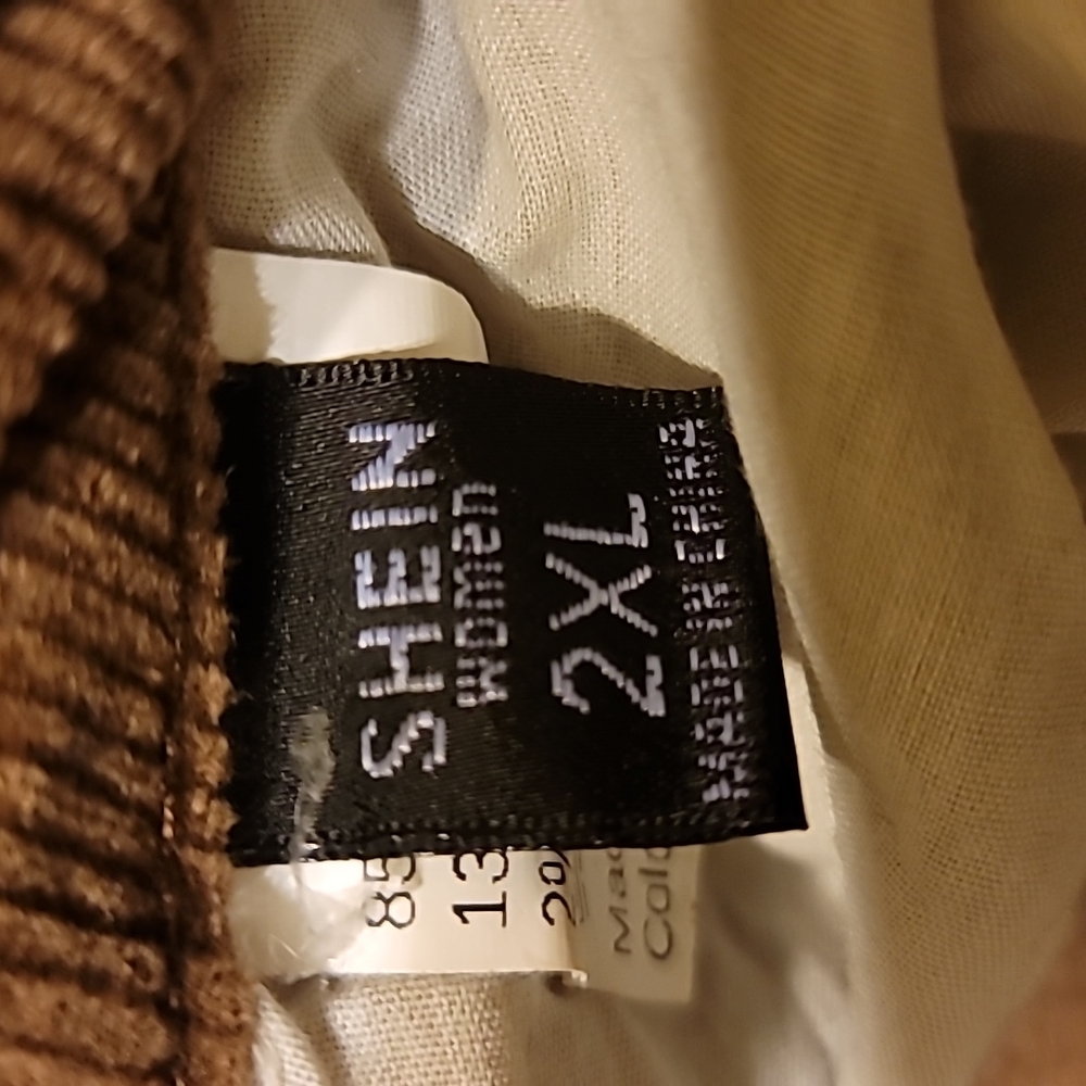 Shein Plus Size 5 Pockets High Waist Brown Corduroy Flare Boot Cut Pants, 2XL - Picture 4 of 5